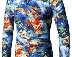 Ericdress Lapel Long Sleeve Print Color Block Men’s Shirt