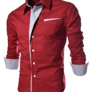 Ericdress Lapel Patchwork Color Block Single-Breasted Men's Shirt