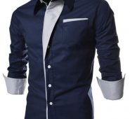 Ericdress Lapel Patchwork Color Block Single-Breasted Men’s Shirt