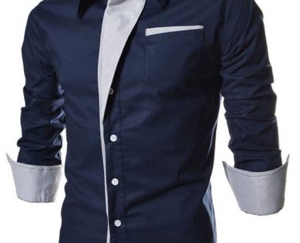 Ericdress Lapel Patchwork Color Block Single-Breasted Men’s Shirt