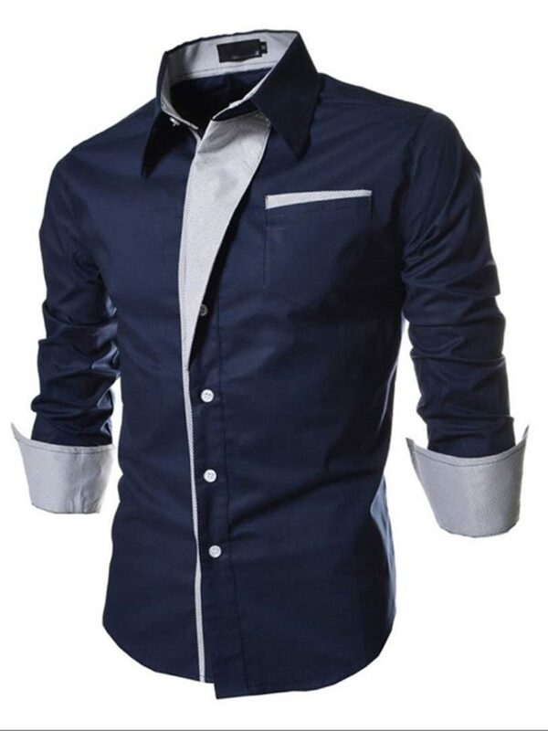 Ericdress Lapel Patchwork Color Block Single-Breasted Men's Shirt