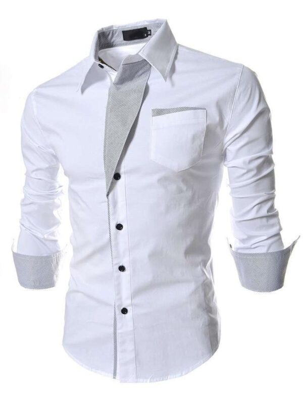 Ericdress Lapel Patchwork Color Block Single-Breasted Men's Shirt