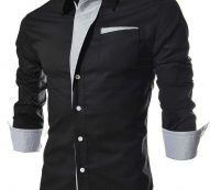 Ericdress Lapel Patchwork Color Block Single-Breasted Men’s Shirt