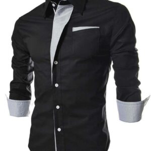 Ericdress Lapel Patchwork Color Block Single-Breasted Men's Shirt