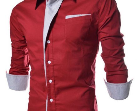Ericdress Lapel Patchwork Color Block Single-Breasted Men’s Shirt