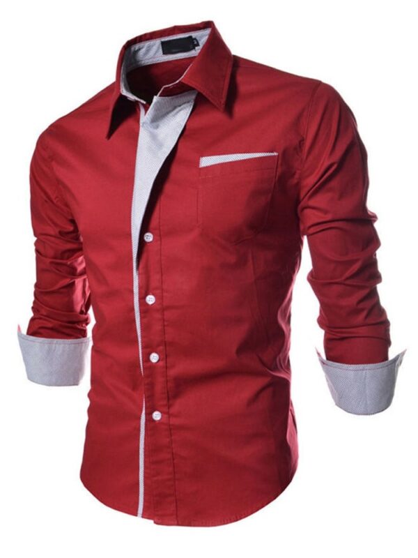 Ericdress Lapel Patchwork Color Block Single-Breasted Men's Shirt
