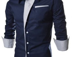 Ericdress Lapel Patchwork Color Block Single-Breasted Men’s Shirt