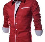 Ericdress Lapel Patchwork Color Block Single-Breasted Men’s Shirt