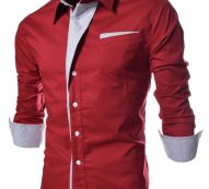 Ericdress Lapel Patchwork Color Block Single-Breasted Men’s Shirt