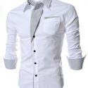 Ericdress Lapel Patchwork Color Block Single-Breasted Men’s Shirt