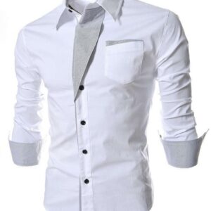 Ericdress Lapel Patchwork Color Block Single-Breasted Men's Shirt