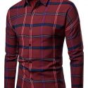 Ericdress Lapel Plaid Print Single-Breasted Men’s Shirt