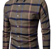 Ericdress Lapel Plaid Print Single-Breasted Men’s Shirt