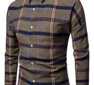 Ericdress Lapel Plaid Print Single-Breasted Men’s Shirt