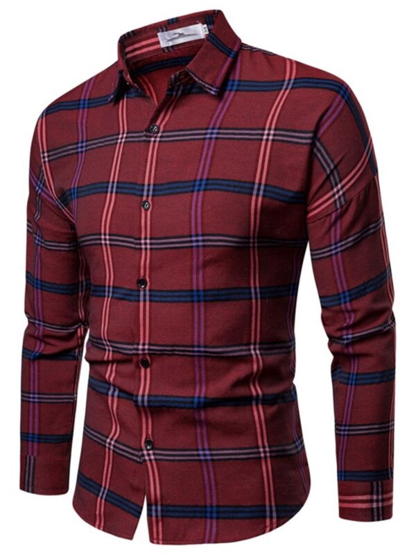 Ericdress Lapel Plaid Print Single-Breasted Men's Shirt