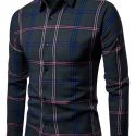 Ericdress Lapel Plaid Print Single-Breasted Men’s Shirt