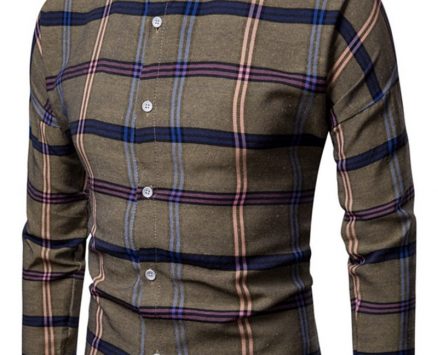 Ericdress Lapel Plaid Print Single-Breasted Men’s Shirt