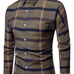 Ericdress Lapel Plaid Print Single-Breasted Men's Shirt