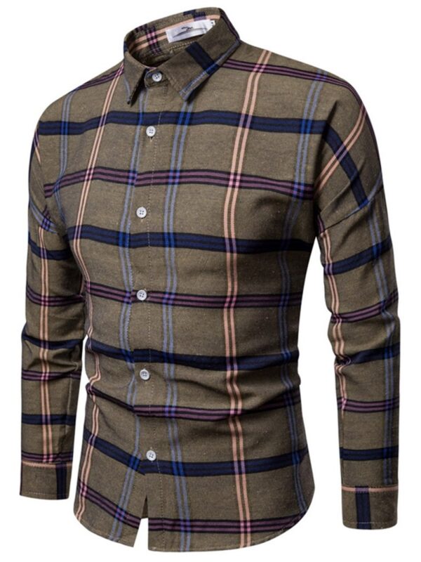 Ericdress Lapel Plaid Print Single-Breasted Men's Shirt