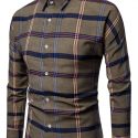 Ericdress Lapel Plaid Print Single-Breasted Men’s Shirt