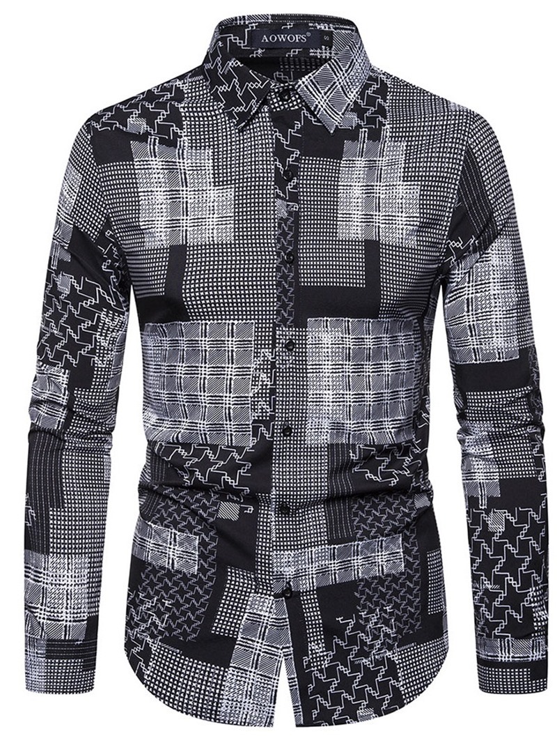 Ericdress Lapel Plaid Print Spring Single-Breasted Men's Shirt