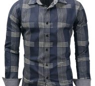 Ericdress Lapel Plaid Slim Men’s Shirt