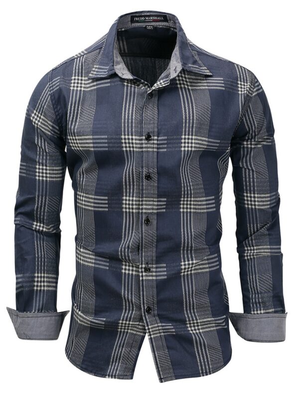 Ericdress Lapel Plaid Slim Men's Shirt