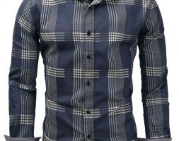 Ericdress Lapel Plaid Slim Men’s Shirt