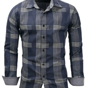 Ericdress Lapel Plaid Slim Men's Shirt