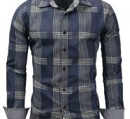 Ericdress Lapel Plaid Slim Men’s Shirt