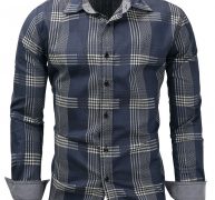 Ericdress Lapel Plaid Slim Men’s Shirt