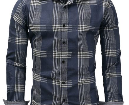 Ericdress Lapel Plaid Slim Men’s Shirt