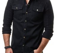 Ericdress Lapel Pleated European Spring Single-Breasted Men’s Shirt