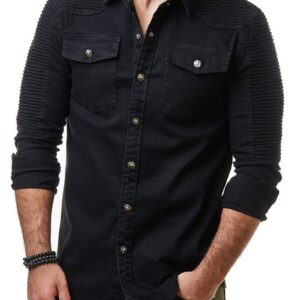 Ericdress Lapel Pleated European Spring Single-Breasted Men's Shirt