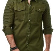 Ericdress Lapel Pleated European Spring Single-Breasted Men’s Shirt