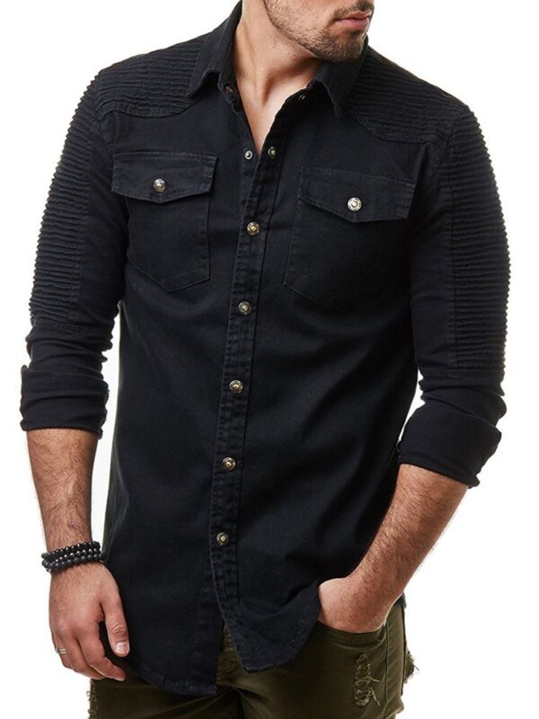 Ericdress Lapel Pleated European Spring Single-Breasted Men's Shirt