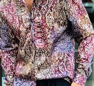 Ericdress Lapel Print Casual Loose Single-Breasted Men’s Shirt