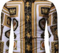 Ericdress Lapel Print Color Block Spring Single-Breasted Men’s Shirt