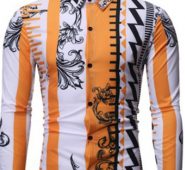 Ericdress Lapel Print Color Block Spring Single-Breasted Men’s Shirt