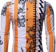 Ericdress Lapel Print Color Block Spring Single-Breasted Men’s Shirt