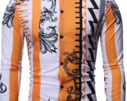 Ericdress Lapel Print Color Block Spring Single-Breasted Men’s Shirt