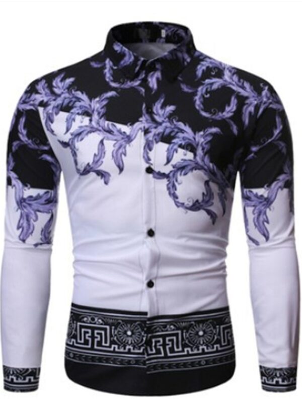 Ericdress Lapel Print Color Block Spring Single-Breasted Men's Shirt