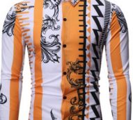 Ericdress Lapel Print Color Block Spring Single-Breasted Men’s Shirt