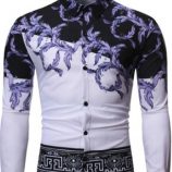 Ericdress Lapel Print Color Block Spring Single-Breasted Men’s Shirt