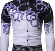 Ericdress Lapel Print Color Block Spring Single-Breasted Men’s Shirt