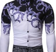 Ericdress Lapel Print Color Block Spring Single-Breasted Men’s Shirt