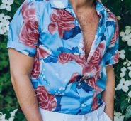 Ericdress Lapel Print Floral Slim Single-Breasted Men’s Shirt