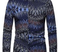 Ericdress Lapel Print Korean Slim Single-Breasted Men’s Shirt