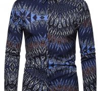 Ericdress Lapel Print Korean Slim Single-Breasted Men’s Shirt