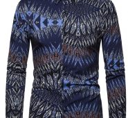 Ericdress Lapel Print Korean Slim Single-Breasted Men’s Shirt